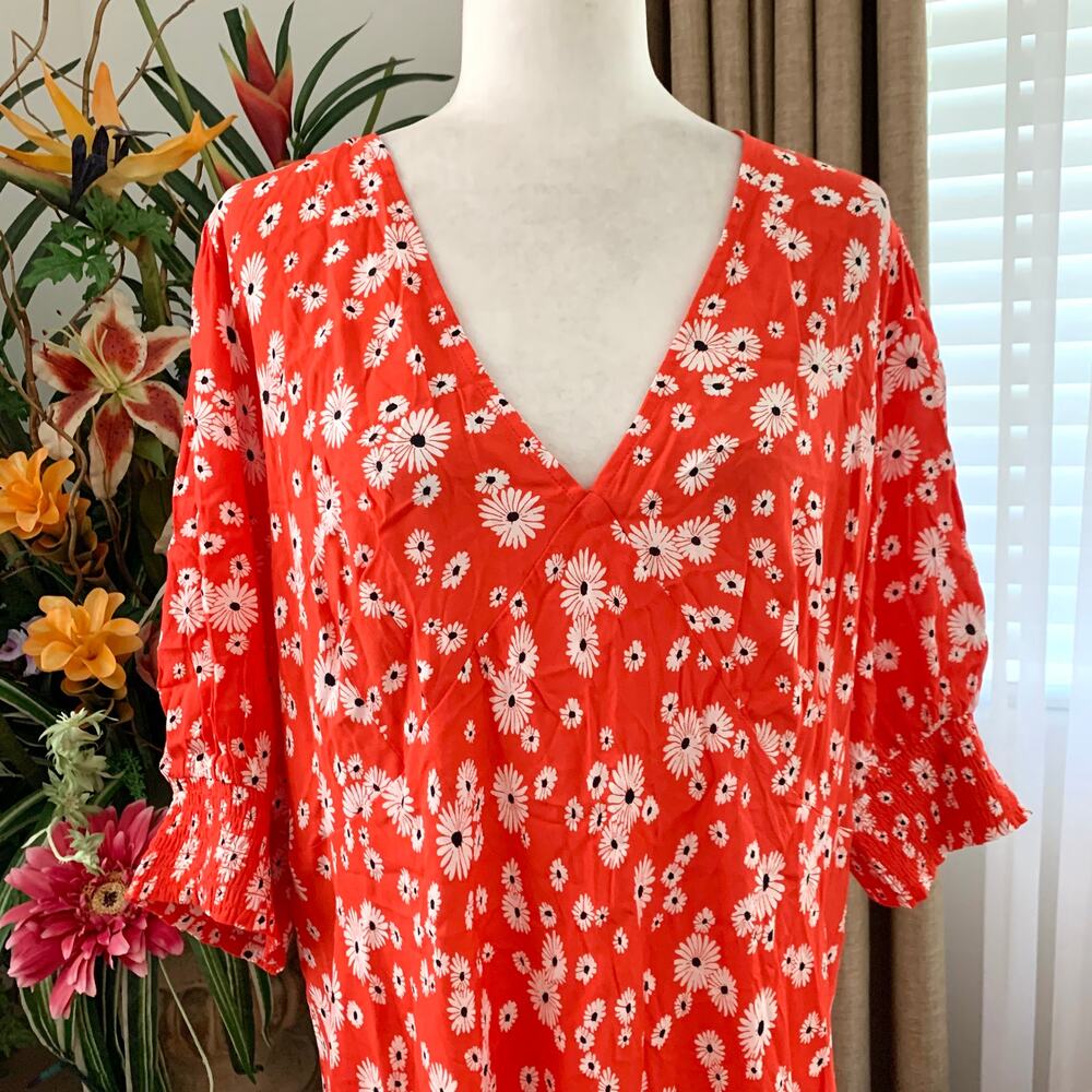Rixo x Target Floral Puff Sleeve Swing Dress Red - Picture 4 of 12